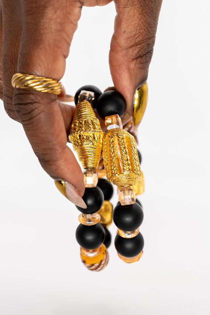 Black/Gold Beaded Bracelet