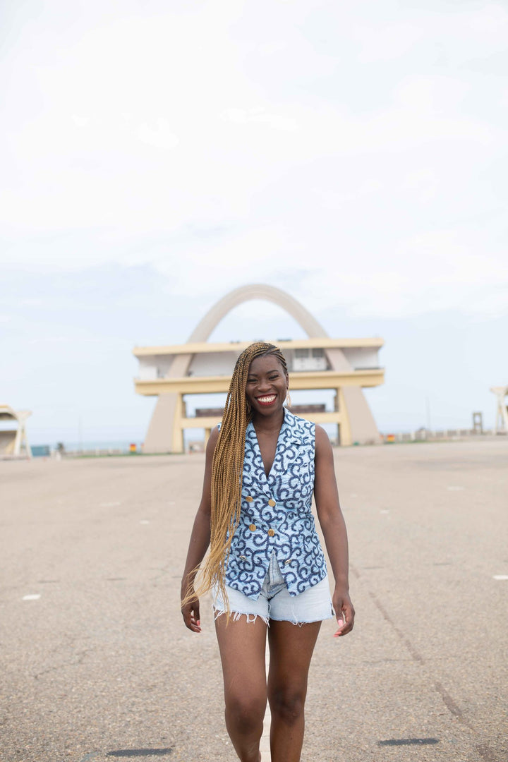 African Print Blazer Vest